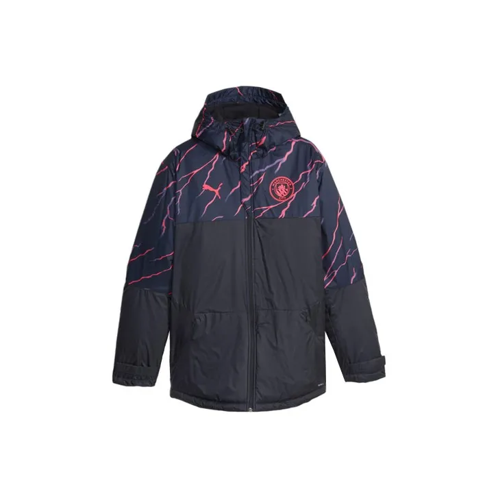 PUMA Veste D'hiver De Football À Imprimé Manchester City Jacket Men's Dark Marine Blue-0