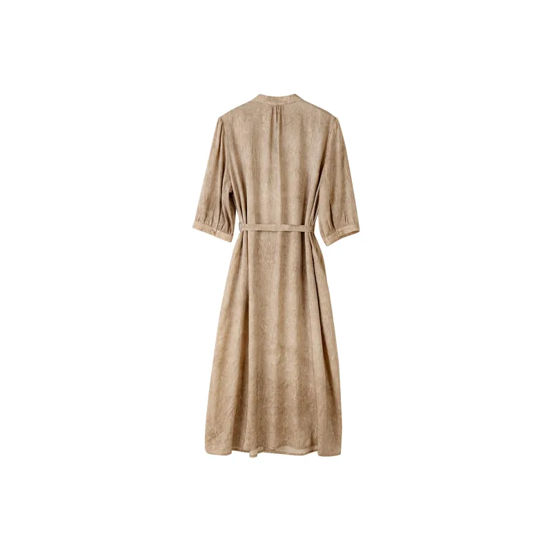To The West Short Sleeved Dress Women's Tea Brown-1