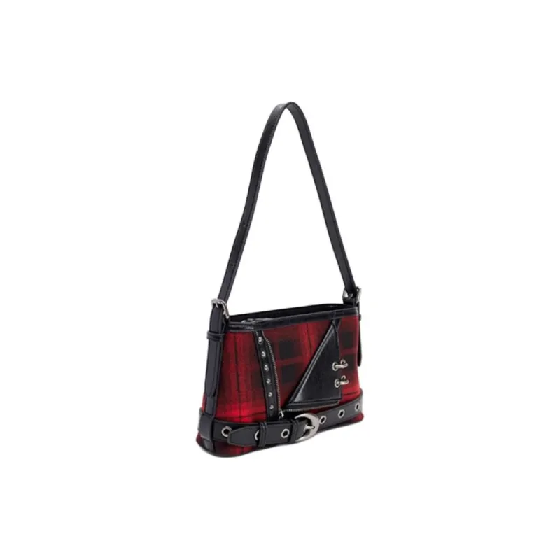 URBAN REVIVO Artificial Leather Shoulder Bag Medium Size Women's Total Crimson Plaid-1