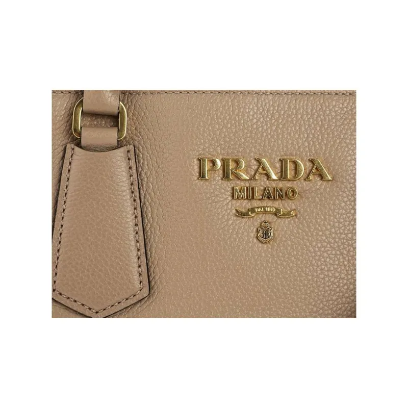 PRADA Cow Leather Tote Bag, Shopping Bag, Shoulder Bag, Handbag Women's Brown-6