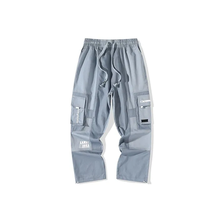 LAMLICKA Straight Casual Pants Unisex Blue-0