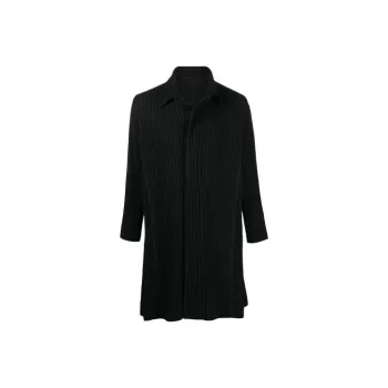 Homme Plissé Issey Miyake Trench Coats Men Black
