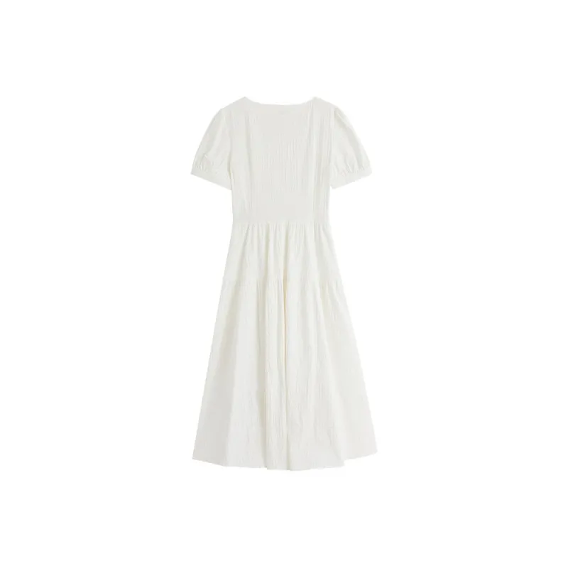 Inman Short Sleeved Dress Women's Pearl White-1