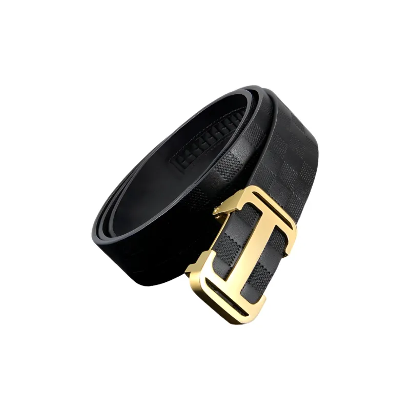 ROSEROOEN Top Grain Cow Leather Belts Men's Black, Gold, Silver 3.5cm-0