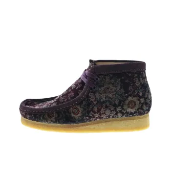 Clarks Originals Wallabee Boot Burgundy Velvet Carpet Pattern