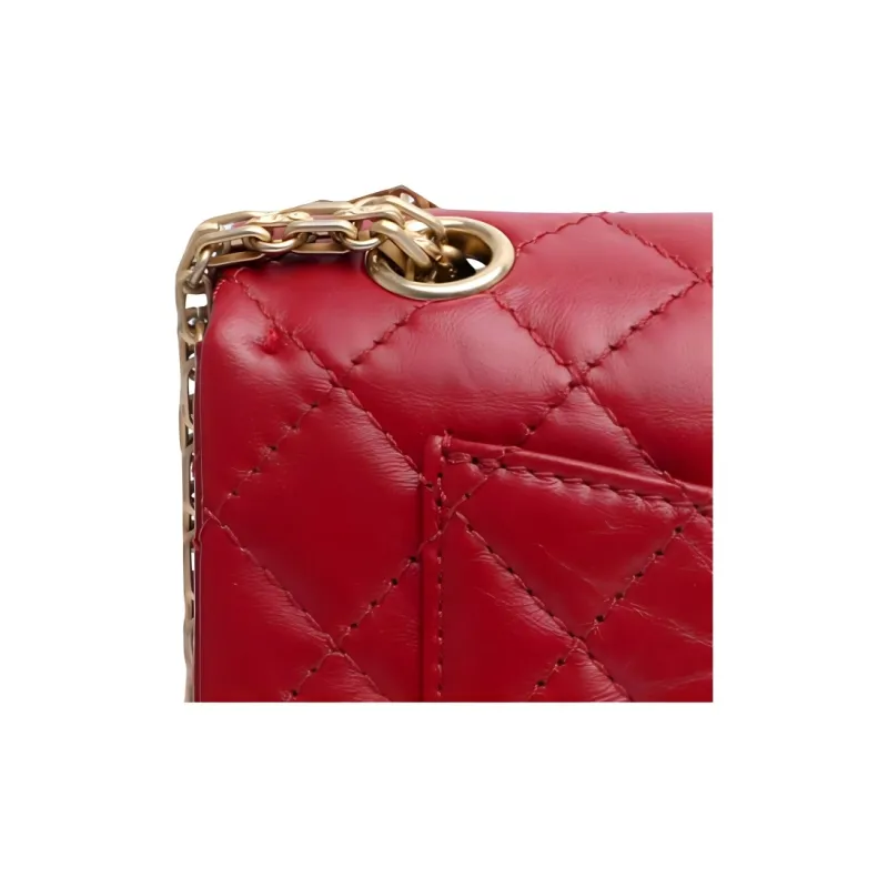CHANEL Calfskin Chain Shoulder Bag Crossbody Bag Mini Women's Red-3