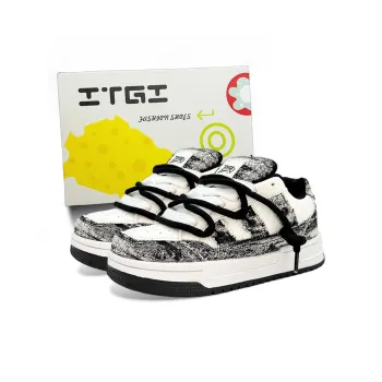 ITGI Slip Resistant, Abrasion Resistant, Breathable Low Top Skateboard Shoes Unisex White Black