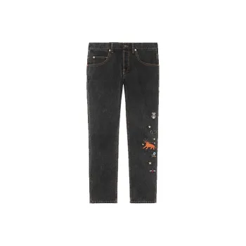 GUCCI Embroidered Motif Slim fit Jeans