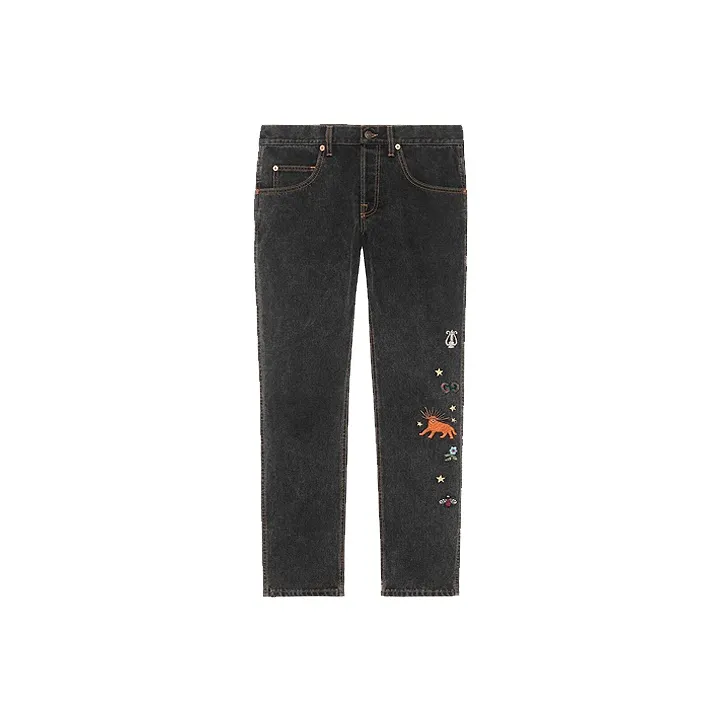 GUCCI Embroidered Motif Slim fit Jeans-0