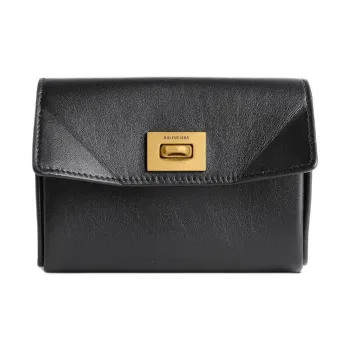 Balenciaga Cow Leather Card Holder Women's Black