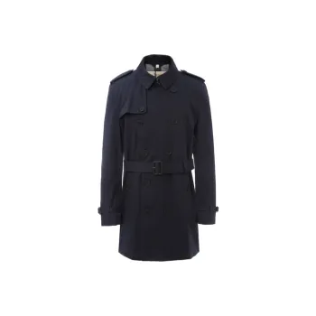 Burberry Trench Coats Men Dark Blue