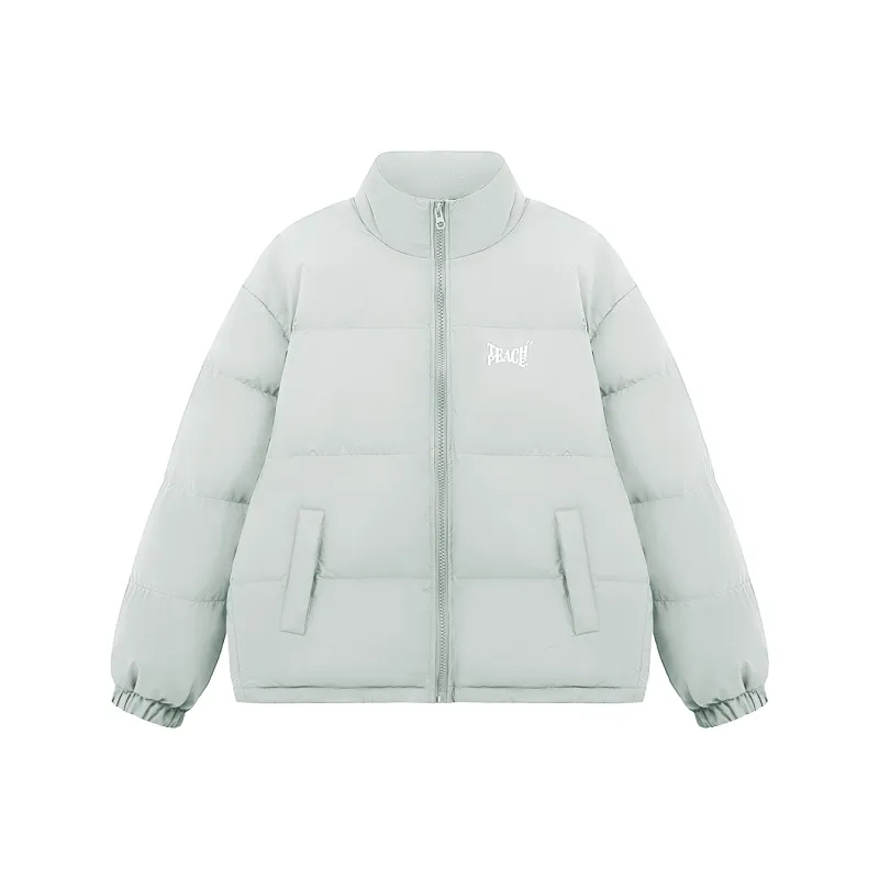 Teach Peace Basic Letter Print Thickened Stand Collar 90 Fill Power White Duck Down Coat Down Jacket Unisex-12