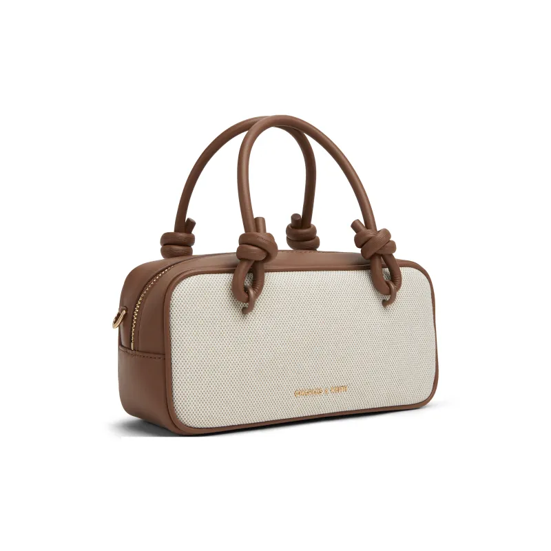 CHARLES&KEITH Canvas Handbag Small Size Women's Taupe Canvas Taupe/Beige-1