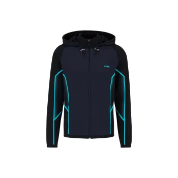 HUGO BOSS Regular Fit Hooded Jacket With Degradé Jacquard Jacket Men's Blue