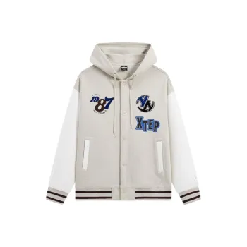 XTEP Baseball Jacket Men's Dust Khaki/Good White