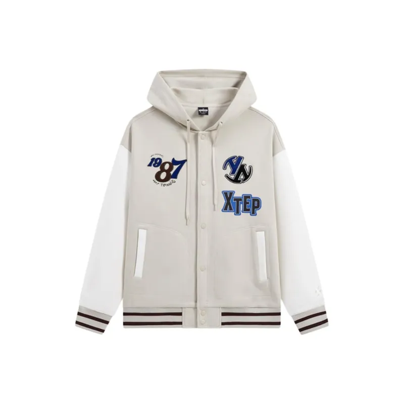 XTEP Baseball Jacket Men's Dust Khaki/Good White-0