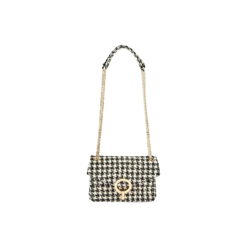 Sandro Fabric Crossbody Bag Medium Size Women's Black White Plaid-3