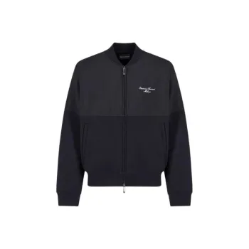 EMPORIO ARMANI Asv Zip up Sweatshirt In Nylon And French Terry Jersey With Logo Embroidery