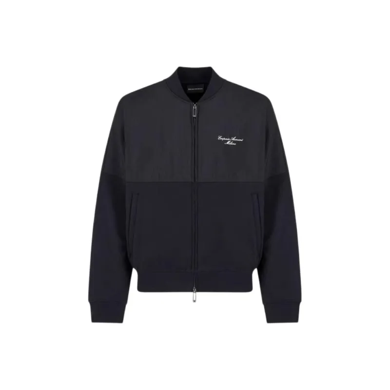 EMPORIO ARMANI Asv Zip up Sweatshirt In Nylon And French Terry Jersey With Logo Embroidery-0