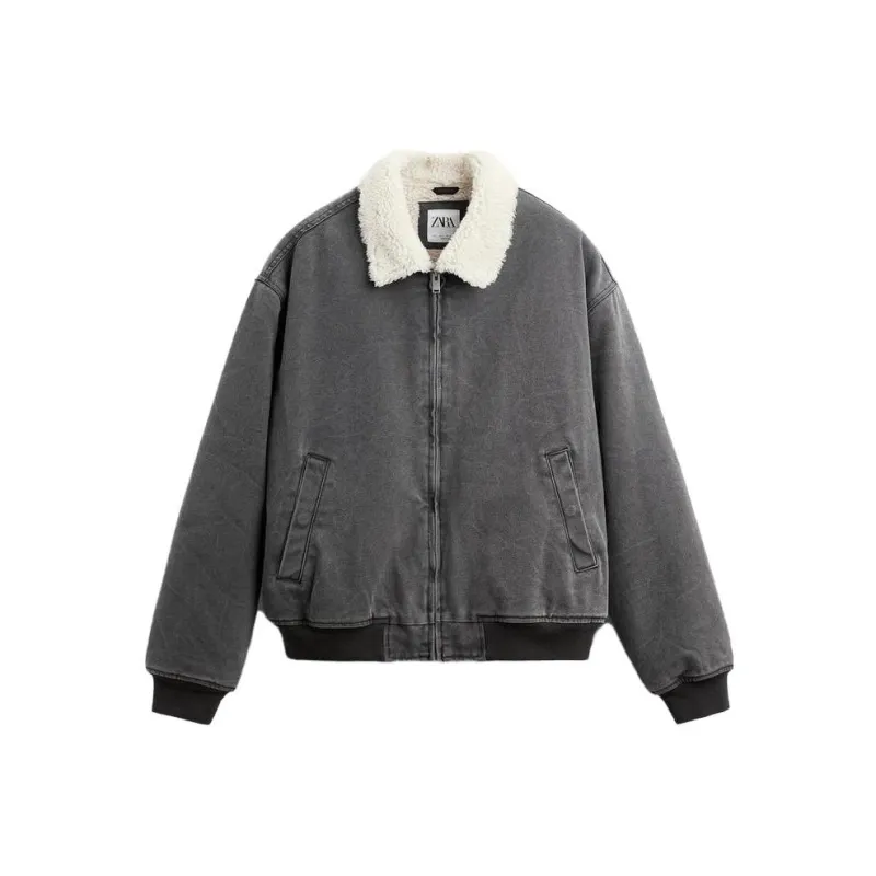 ZARA Jackets Coats Men's Zebra Print Gray-0
