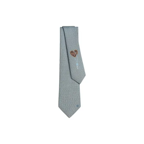 HERMES Mulberry Silk Ties Men's Gray