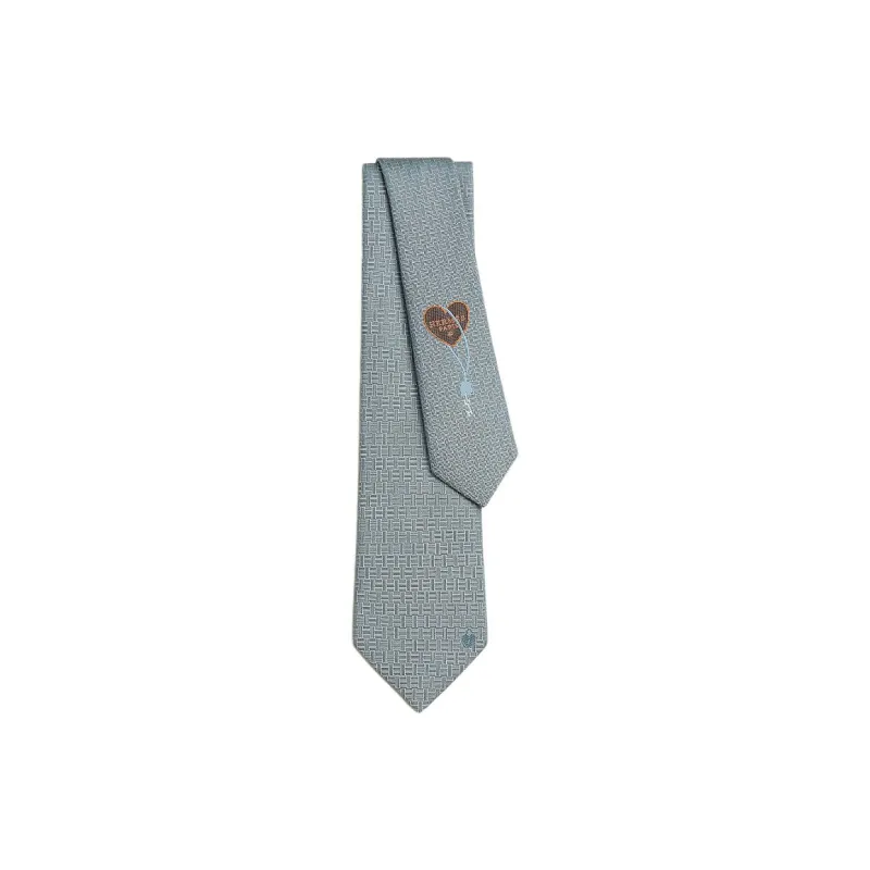 HERMES Mulberry Silk Ties Men's Gray-0
