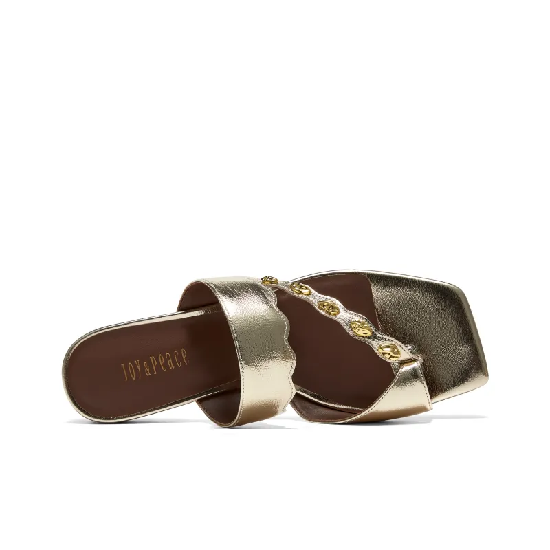 Joypeace Flip Flops Women's Gold-4