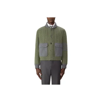 THOM BROWNE Cable knit Colour block Cardigan