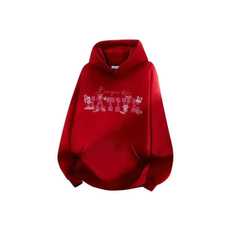 BENGEN Sweatshirt Unisex Black Red-38