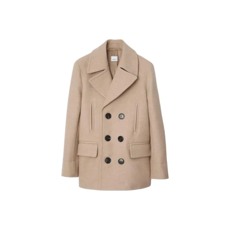 Burberry Wool Blend Pea Coat Men's Umber-0