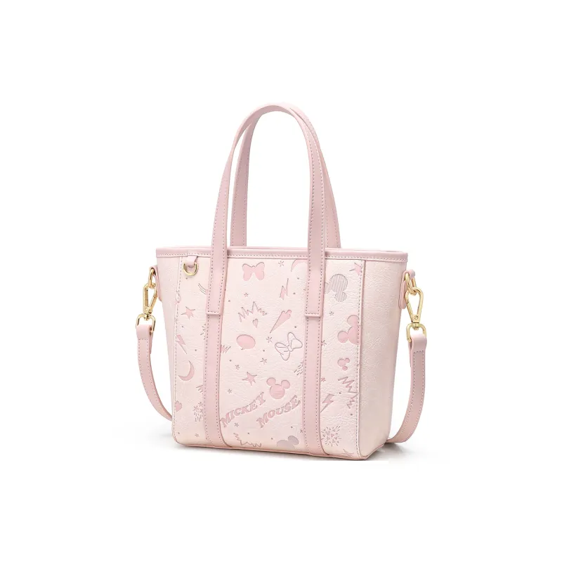 Disney Mickey Series PU Tote Bag, Crossbody Bag, Shopping Bag, Shoulder Bag, Handbag Regular Women's Pink/Ecru-1