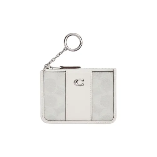 COACH Cow Leather Card Holder Mini Women's Chalk White