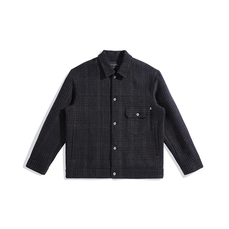PEACEBIRD MEN PEACEBIRD MEN Fashion Collection Jacket Fall Fashion Color Block Jacket Tweed Casual Coat Jacket Men's-0