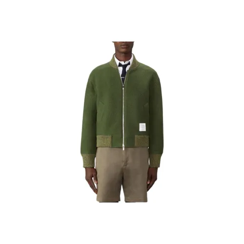 THOM BROWNE Stripe Detailed Zipped Bomber Jacket