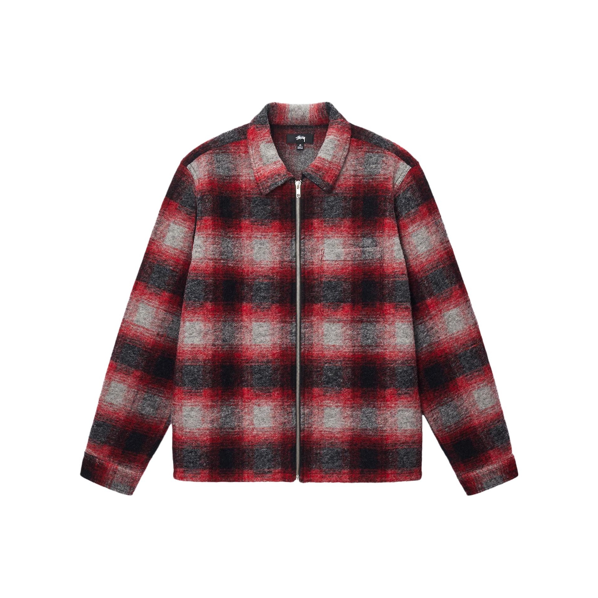 Stussy Brushed Wool Plaid Zip Shirt - POIZON