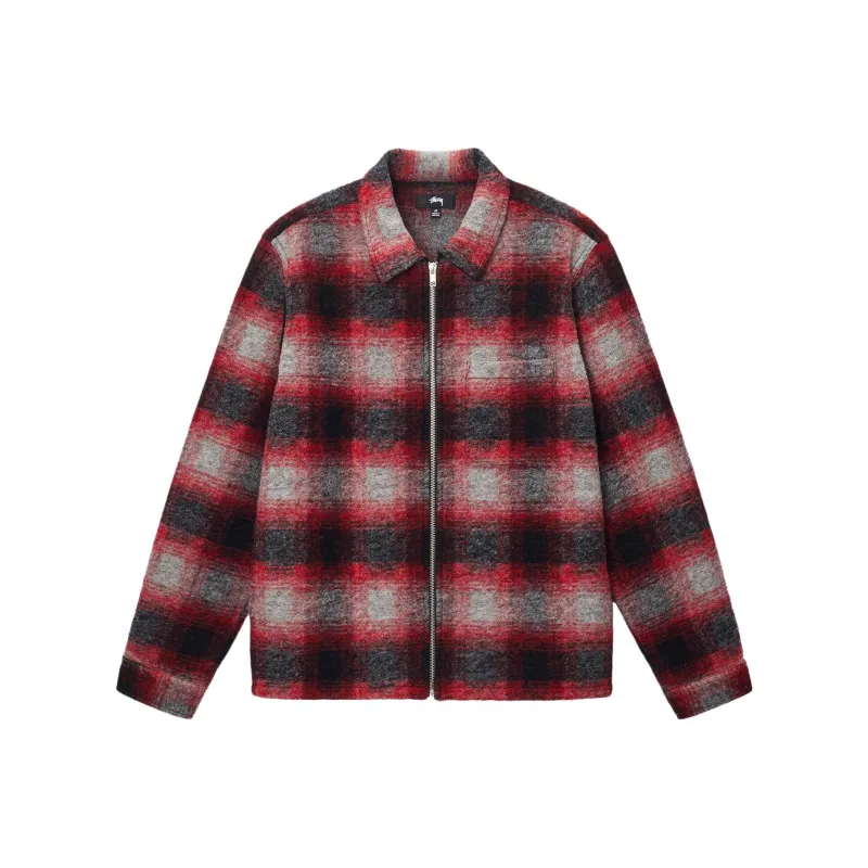 Stussy Brushed Wool Plaid Zip Shirt-0
