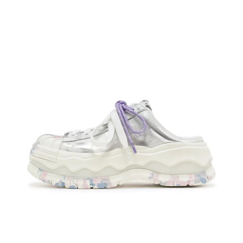 VITTORIO VENTURA Low Top Casual Skateboard Shoes Women's Silver-0