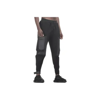 NORVINCY Western Outdoor Trendy Elastic Waistband Cargo Pants Unisex Black