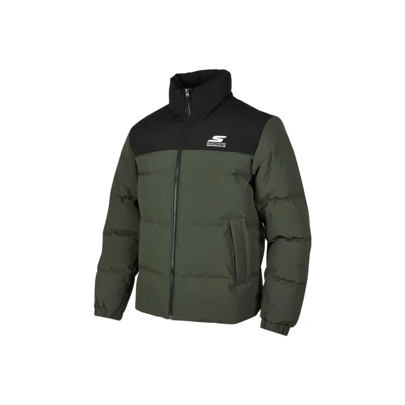 Skechers Down Jacket Men's Green Black With White Accents-0