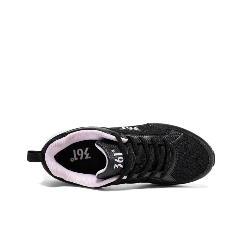 361° Cushioning, Breathable, Lightweight Low Top Casual Running Shoes Women's Obsidian Black Pure White Pink-3