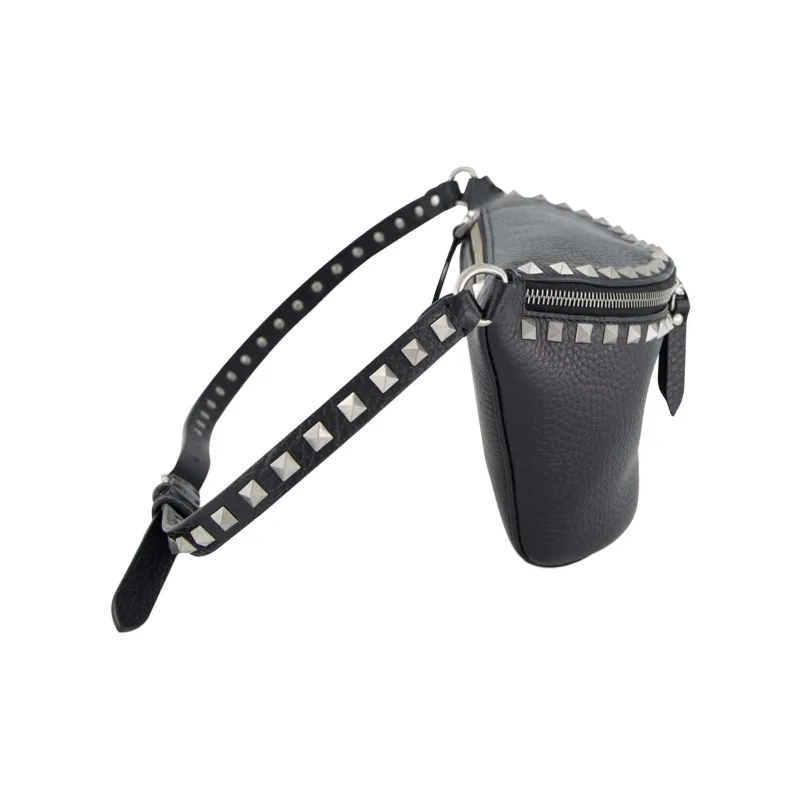 Valentino GARAVANIRockstud Grain Calfskin Fanny Pack Unisex Black-1