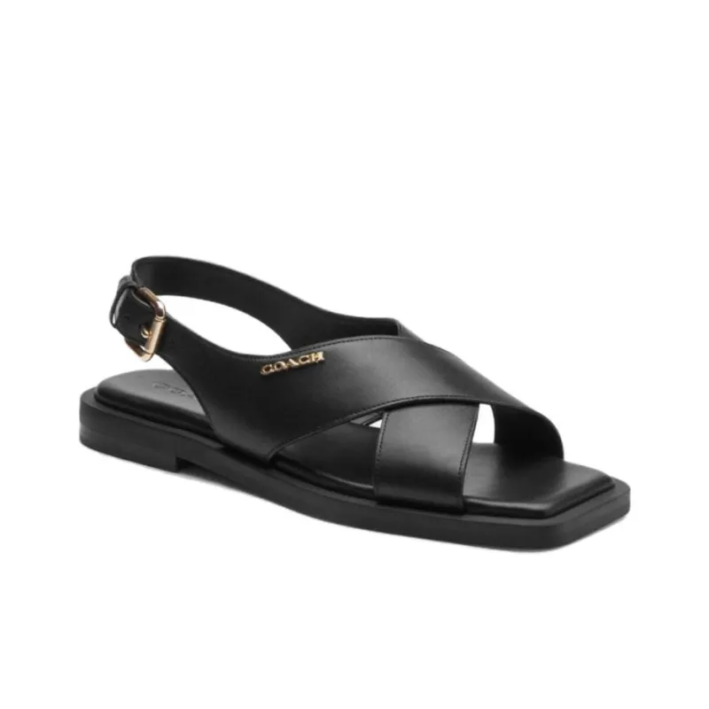 COACH Link One Strap Sandals Women's Black-2