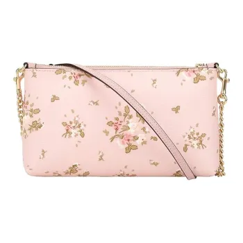 COACH Zip Top Crossbody Cow Leather Shoulder Bag Crossbody Bag Small Size Women's Cherry Blossom Pink
