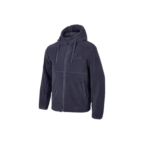 Skechers Basic Sports Series Outlets Velvet feel Coat Men's Ink Gray