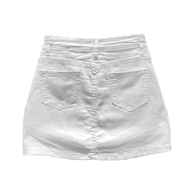POPO.INFO Denim Short Skirts Women's White-1