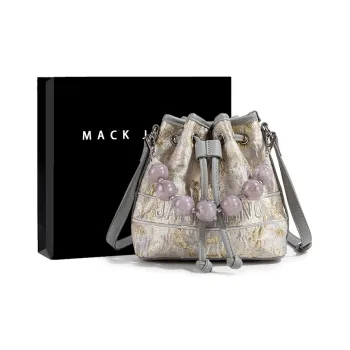 MACKJANICE PU Bucket Bag, Shoulder Bag, Crossbody Bag, Handbag Women's Bright Future Gray