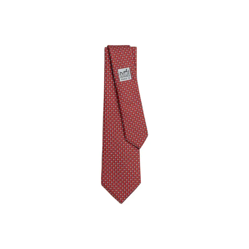 HERMES Mulberry Silk Ties Men's Red-0