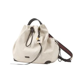 Songmont Cow Leather With Fabric Backpack Medium Size Unisex White Tea Color 'Fen Jin' Set & Blue Dyed 'Fen Jin' Set