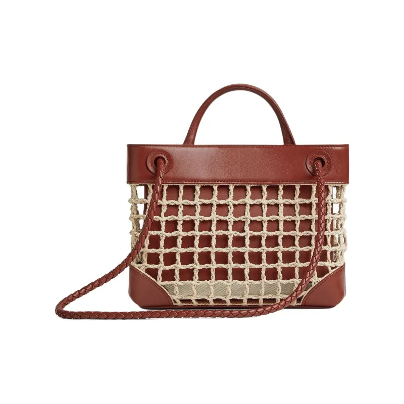 Bottega Veneta Cotton With Calfskin Shoulder Bag, Crossbody Bag, Handbag Trumpets Women's Natural Color With Sabrie-2