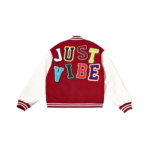 JUST VIBE Baseball Jacket Unisex Red